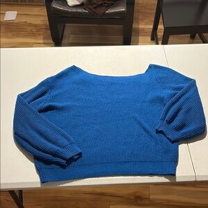 SHEIN Vibrant Blue Off-the-Shoulder Sweater